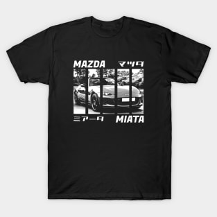 Mazda Miata MX-5 ND Black 'N White 3 (Black Version) T-Shirt